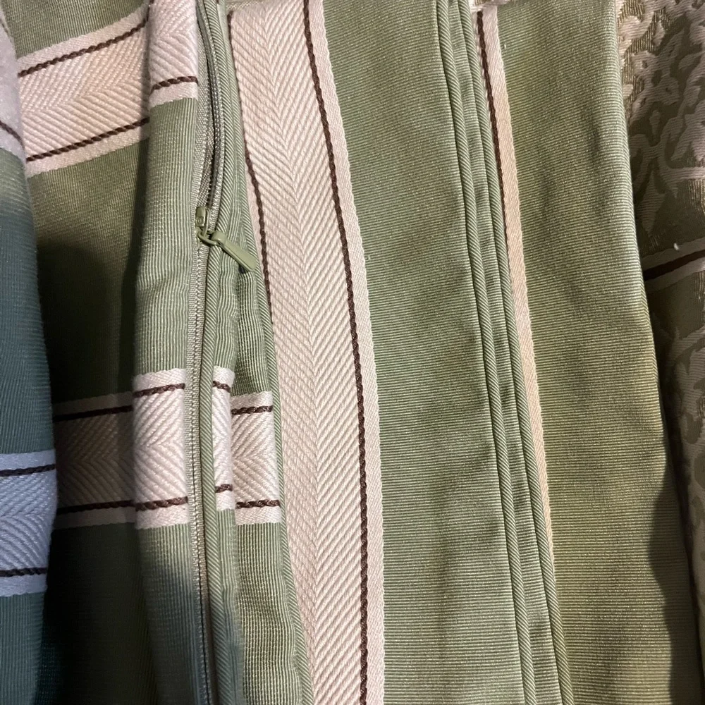 Restoration Hardware Green and Cream Patterned pillow shams (3)